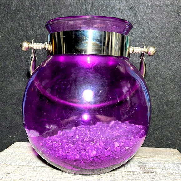 unknown Accents Purple Glass Candle Holder With Metal Handle Poshmark